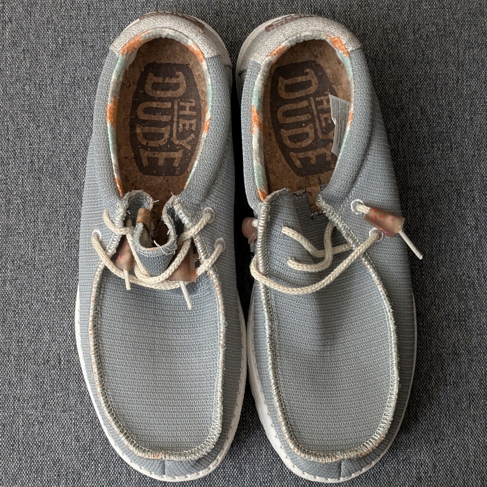 Hey Dude Wally Knit Cobblestone Men's Casual Gray White Shoes - Picture 13 of 16